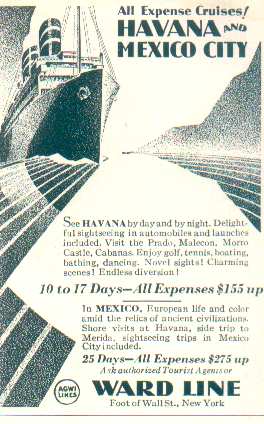 Vintage ad for Havana and Mexico City cruise.